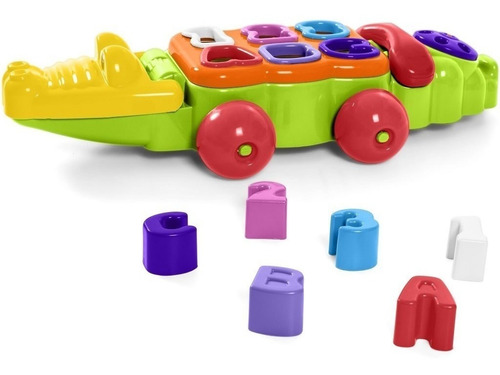 Jacaré Didático Brinquedo Para Bebês Com Acessórios Calesita