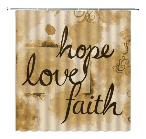 Hope Love Faith Cortina Ducha Frase Inspiradora Palabra Tela