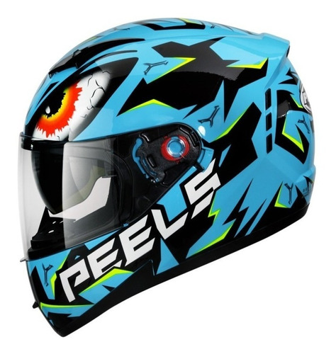 Capacete Peels Icon Maus Azul E Preto Óculos Interno Tribal