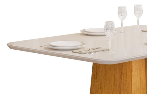 Mesa Jantar Italia C/ Tampo Madeirado C/ Vidro 120x90cm Cedr