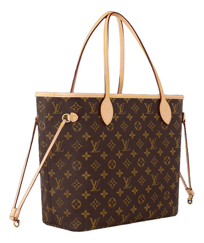 Louis Vuitton Bolso Neverfull Mm Beige Original Marrón Monograma