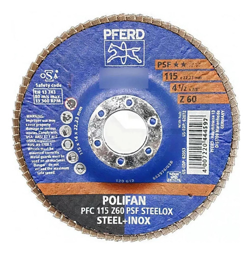 Kit100 Disco Flap Polifan Pfc 115 Z 60 Psf Steelox - Pferd