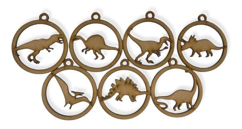Imagen 2 de 2 de 12 Esferas Navideñas Dinosaurios Navidad Mdf