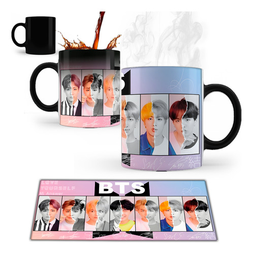 Taza Mágica K-pop Bts Varios Modelos - En Caja Negro Bts B Y N