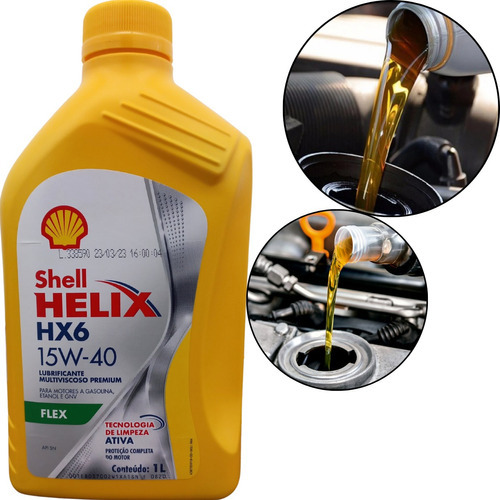 1 Litro Óleo De Motor Semi-sintético Shell 15w40 Helix Hx6