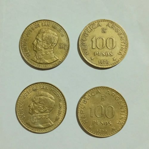 Lote 27 Monedas San Martín 1978/9 Bicentenario Laureles $100