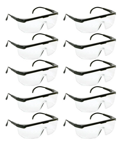 Oculos De Protecao Epi Segurança Rj Incolor Kit 10 Peças 