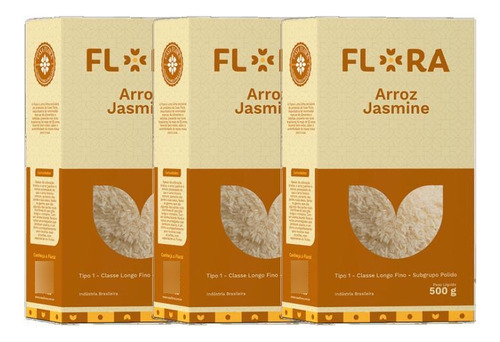 Kit 3x: Arroz Jasmine Flora 500g