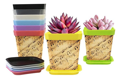 (8 Colors) 8-pack Planters Gardening Containers Music Notes.