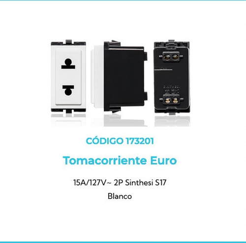 Imagen 2 de 4 de Modulo Tomacorriente Sinthesi S17 Blanco Caja 40 Unid Oferta