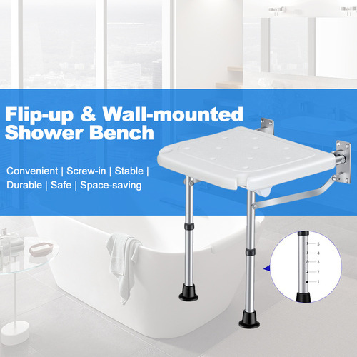 Banco De Ducha Plegable De Pared Con Pies Y Ajustable