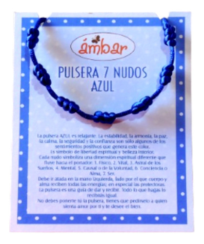 Pulsera 7 Nudos Azul - Calma, Armonía, Confianza, Relajante