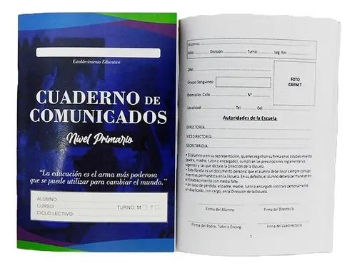 Cuaderno De Comunicados Generico Nivel Primario Packx100