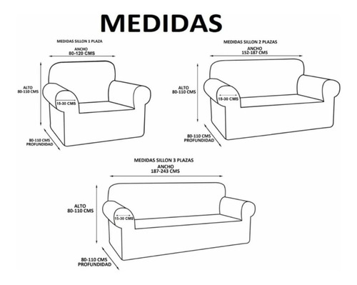 Protector Cubre Sala Ajustable Stretch Fit Elástico 3 Piezas Azul Marino