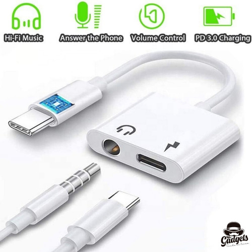 Imagen 6 de 10 de Adaptador Usb Tipo C A Puerto De Carga Tipo C Y Audio 3.5mm