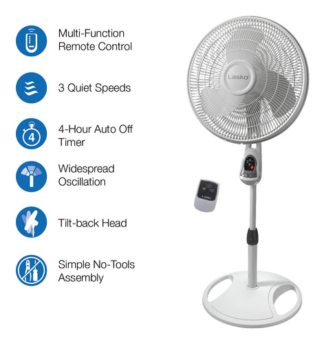 Ventilador De Pie Con Pedestal Lasko 1646, Oscilante, 16 Pul