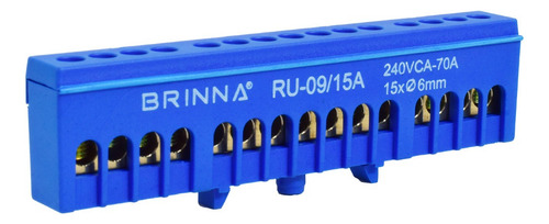 Bornera Repartidor Unipolar Brinna 15 Polos Riel Din X3