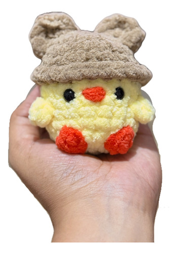 Peluche Pollito Con Sombrero Artesanal A Crochet