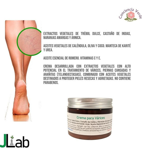 Imagen 2 de 10 de Crema Várices - Castaño De Indias- Cosmética Natural