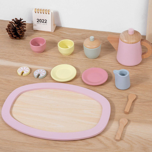 Yi Taza Y Plato De Madera For Cocinas De Juguete, Para