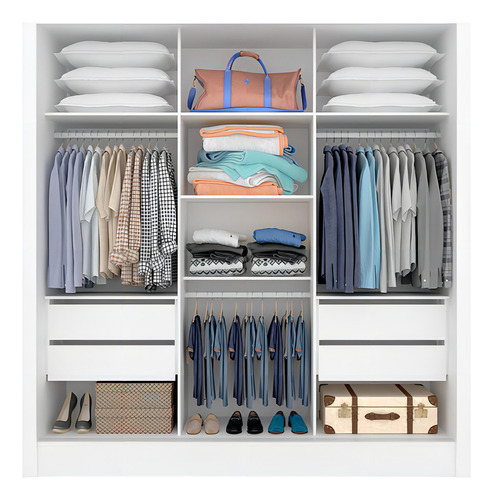 Guarda Roupa Casal 3 Pts De Correr 4 Gvts Aghata Branco