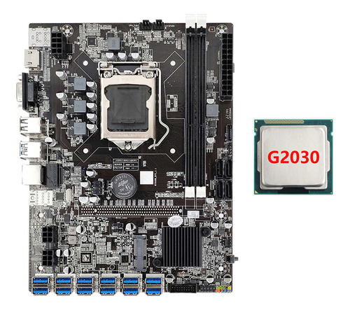 Placa Base B75 Usb Eth Mining Y Cpu G2030, 12 X Pcie A Usb L