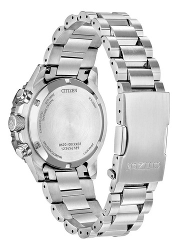 Reloj Citizen Promaster Air Navihawk Para Caballero 61921 Correa Plateado Bisel Plateado Fondo Verde Musgo