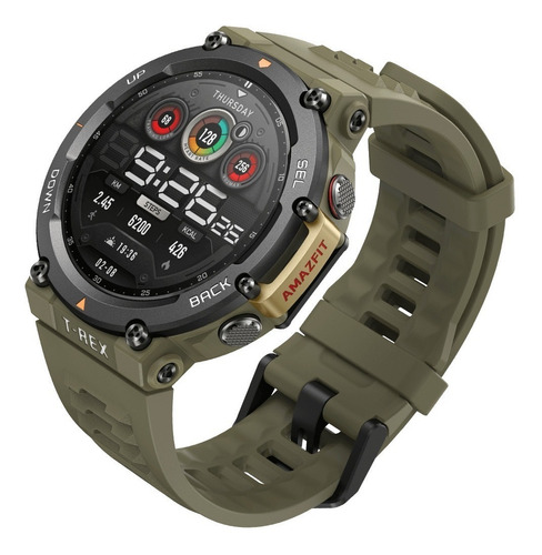 Imagen 3 de 3 de Smartwatch Amazfit T-Rex 2 1.39" caja de aleación de polímero wild green, malla wild green de silicona y bisel negro
