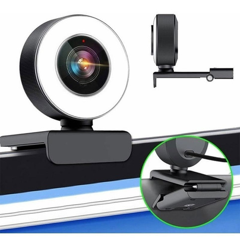 Imagen 2 de 2 de Camara Web Webcam Para Pc Full Hd 1080 Luz Led Tripode Noga