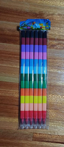 Crayones Encastrables En 6 Tiras De 12 Colores Cada Una Multicolor