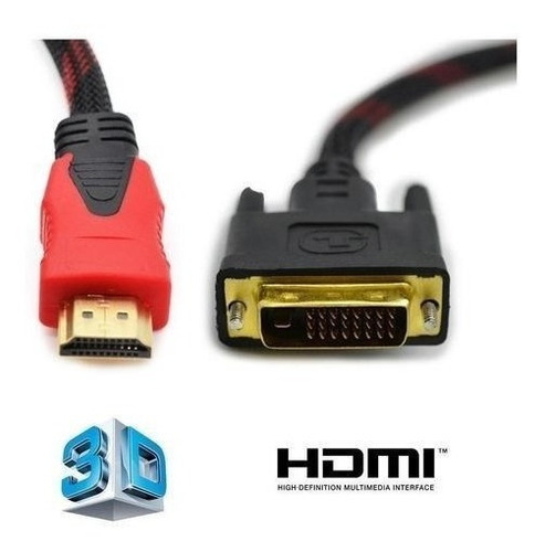 Imagen 4 de 5 de Cable 2m Conexion Hdmi A Dvi 24+1 / Hdtv V1.4 / Boleta