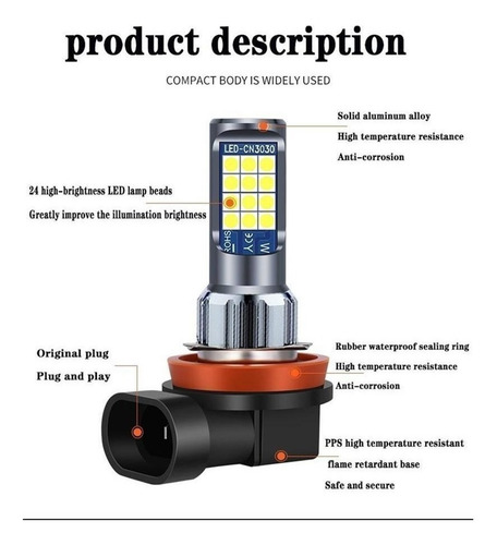 2 Luces Led Antiniebla H1h3 H4 H7 H11 H8 Drl Hb3 Hb4 880