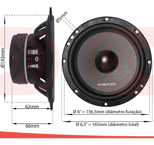 Imagem 5 de 9 de Kit 2 Vias Audiophonic Kc6.3 6,5 160w Hi-end Qualidade