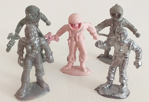 Imagen 1 de 6 de Lote X 5 Astronauta Soldadito Figura Muñeco Retro Vintage