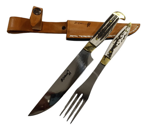 Set De Asador Cuchillo + Tenedor El Cabure, Acero Inox