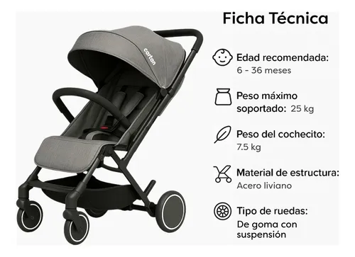 Cochecito De Bebe Ultra Liviano Cartan Plegable Con Huevito