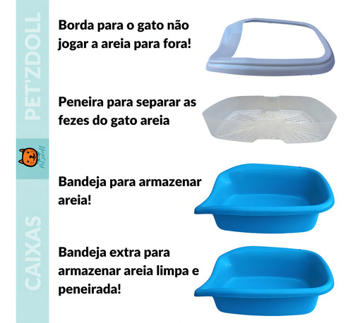 Caja de arena con tamiz para gatos, alfombrilla de arena, envío 24 horas, color azul