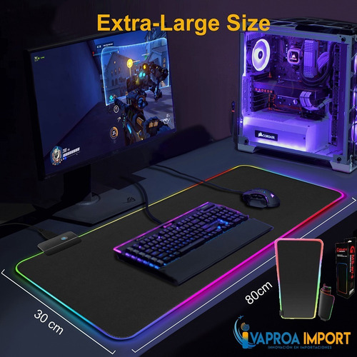 Imagen 2 de 8 de Mouse Pad Gamer Gaming Xl Rgb 80*30*4mm 16$ 30*25*4mm 13$