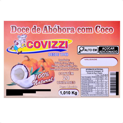 Kit 3 Potes De Abóbora Com Coco Doce Caseiro 1 Kilo Covizzi