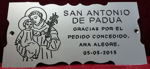 Placa Recordatoria Agradecimiento 10x20 San Antonio De Padua