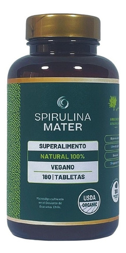 Frasco Spirulina Mater 180 Tabletas 100% Chilena