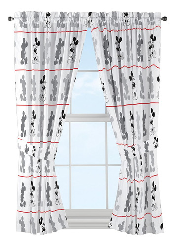Mickey Mouse Jersey White 4 Piece 63  Curtain/drapes Se...
