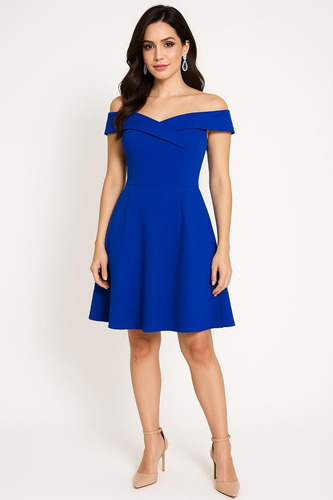 Vestido Corto Casual Dama Color Azul Rey Modelo Arriaga