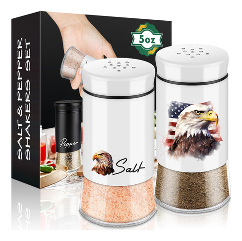 Juego De Saleros Y Pimenteros, 5 Oz Con Fondo De Vidrio Salt