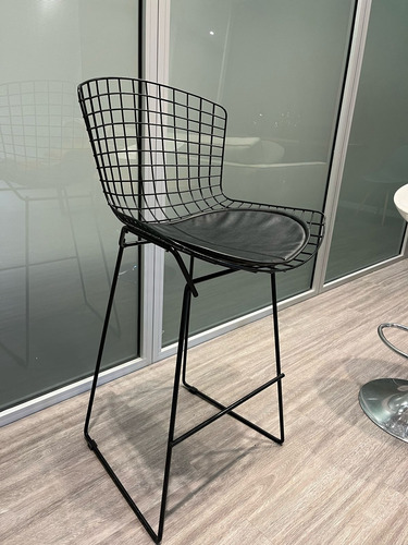 Banqueta Taburete Bertoia Alta Desayunador Laqueado Negro