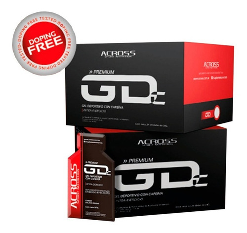 Imagen 1 de 6 de Suplementos Across - Gel Deportivo Con Cafeina 24 Unidades