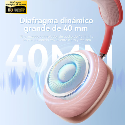 Audífonos Inalámbricos Over-ear Mecdets P9 Pro Max Con Bluetooth Sonido De Bajos Profundos Micrófono Integrado Cancelación De Ruido Rojo