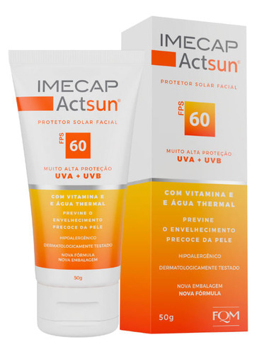 Imecap Actsun Fps 60 50g - Protetor Solar Facial Sem Cor
