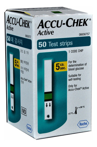 Tiras Reactivas Accu Chek Active Caja 50 Und Color Blanco