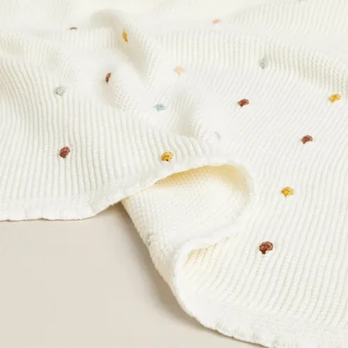 Manta Suave Para Bebé, Ideal Para Cuna Y Cochecito Color Blanco Puntos